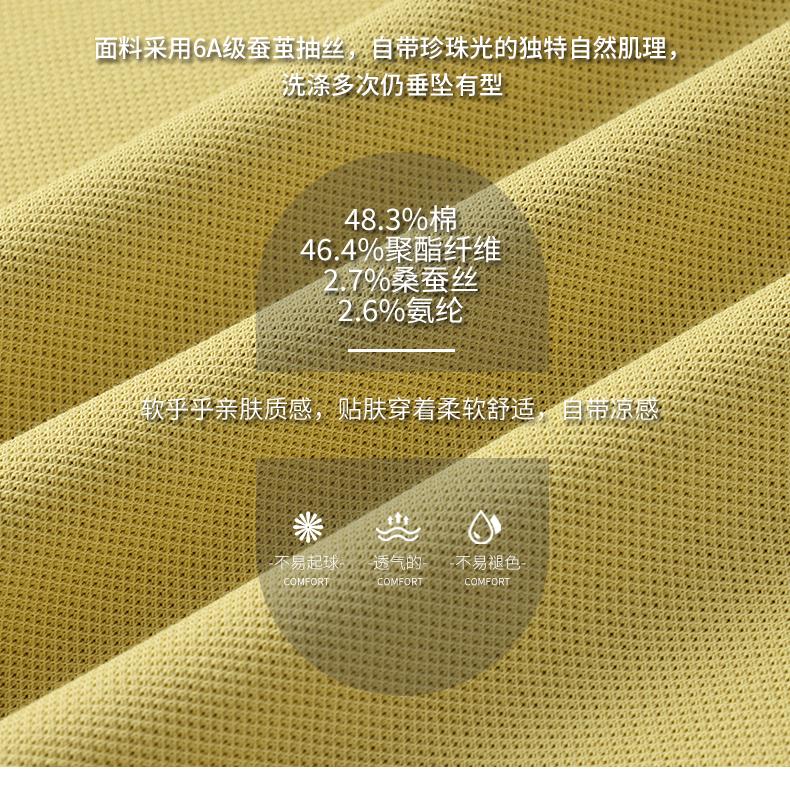 GS82059#桑蚕丝混纺液氨丝光处理布面 220G Polo衫 细节展示 启虎