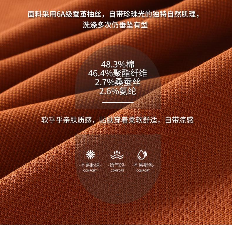 GS82060#桑蚕丝混纺液氨丝光处理布面 220G Polo衫 细节展示 启虎