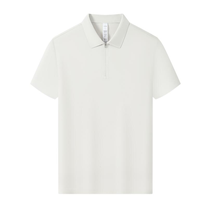 WF83039#可隆功能锦 （拉链款）冰丝科技面料 180G 糖霜白 Polo 衫定制